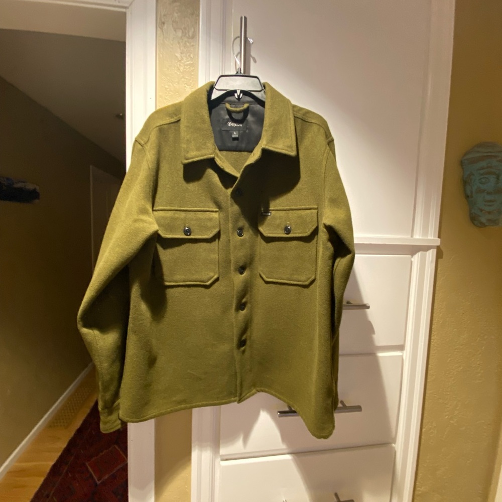 Brixton Large shirt 22 pit to pit 28 from collar to bottom of shirt.